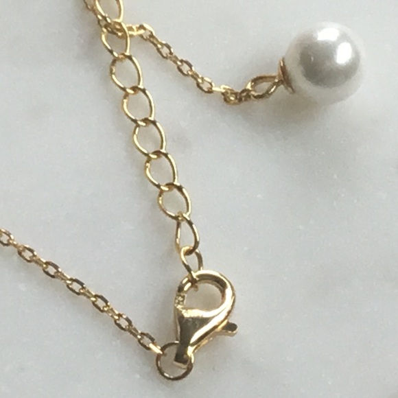 Sale $36 Firm! 14K Gold Plated Necklace with CZ & Faux Pearl - Picture 11 of 12